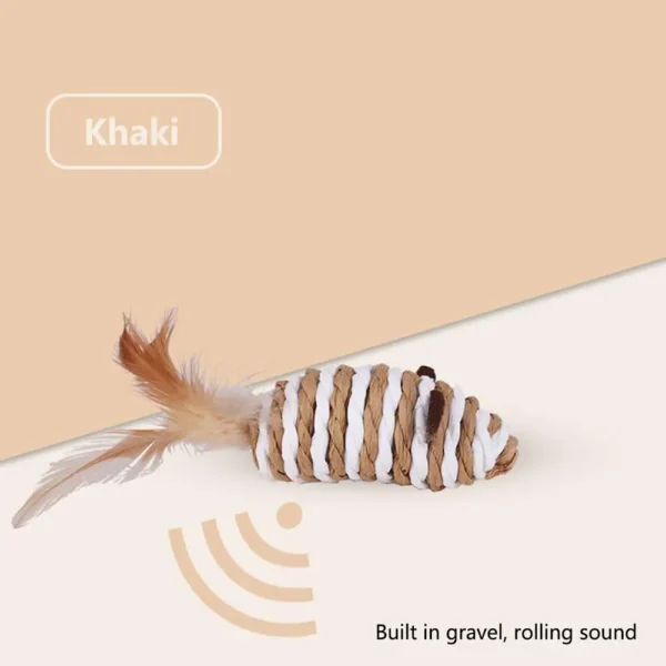 Cat Toys Pet Toys Mopping Mouse Toy Cat Plush Feather Built In Bell Natural Harmless Bite-resistant Pet Supplies For Indoor Cats - Image 5