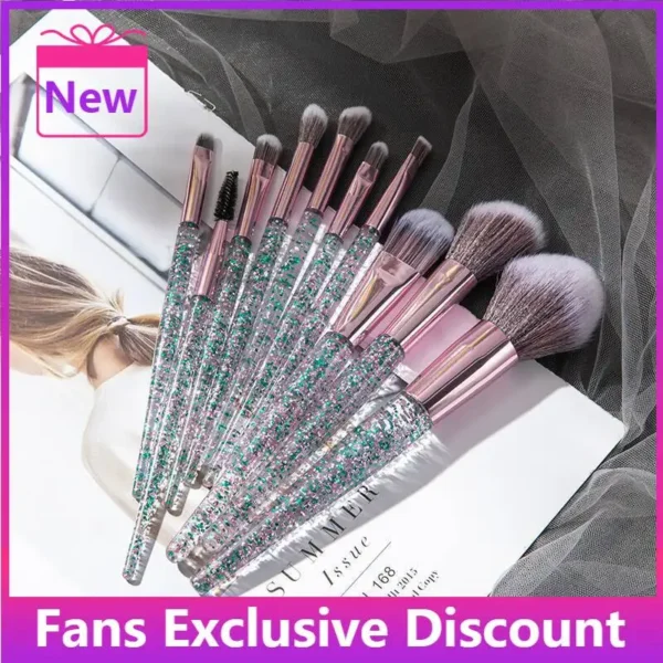 Hot Sale Glitter Shinny Crystal Foundation Blending Power Contour Face Cosmetic Beauty Make Up Tool Set Makeup Brush Set - Image 2