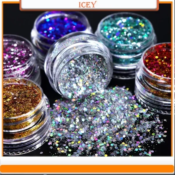 Icey Beauty Christmas Nail Art Sequin Snowflake Round Nail Glitter Flakes Manicure Design Decoration Fine Nail Glitter Powder - Image 5