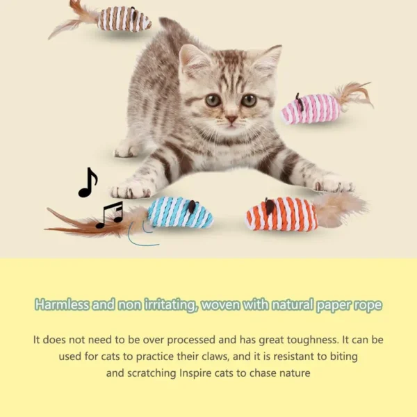 Cat Toys Pet Toys Mopping Mouse Toy Cat Plush Feather Built In Bell Natural Harmless Bite-resistant Pet Supplies For Indoor Cats - Image 2