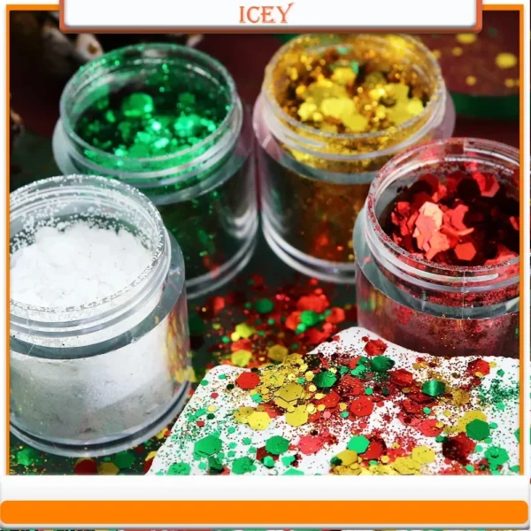 Icey Beauty Christmas Nail Art Sequin Snowflake Round Nail Glitter Flakes Manicure Design Decoration Fine Nail Glitter Powder - Image 3